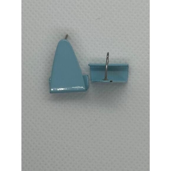 Triangle Geometry Baby Blue Pierced Post Back Stud Earrings - Picture 8 of 10